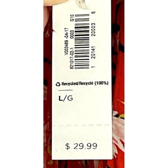 Old Navy NWT Long-sleeve, Swing Pintuck, Red, Floral top, size large, 100% rayon - Picture 6 of 9